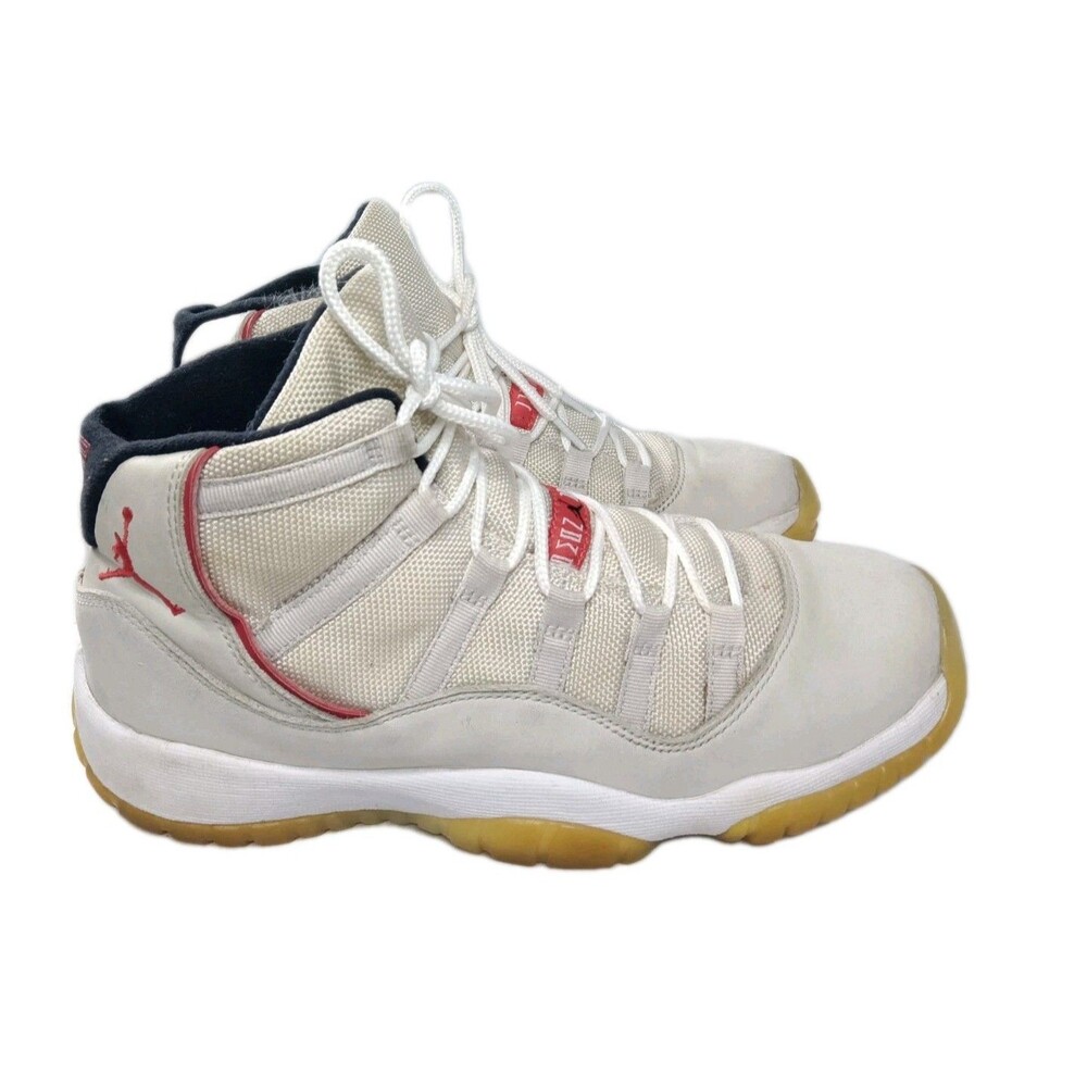 Nike Air Jordan 11 Retro GS Platinum Tint White Red Black 378038-016 Size 7Y